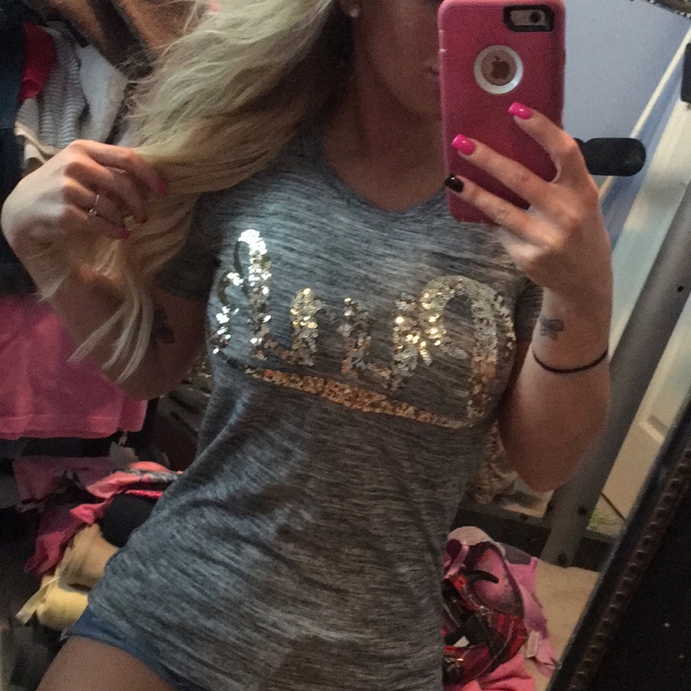 Never worn Beautiful sequin Pink VS shirt